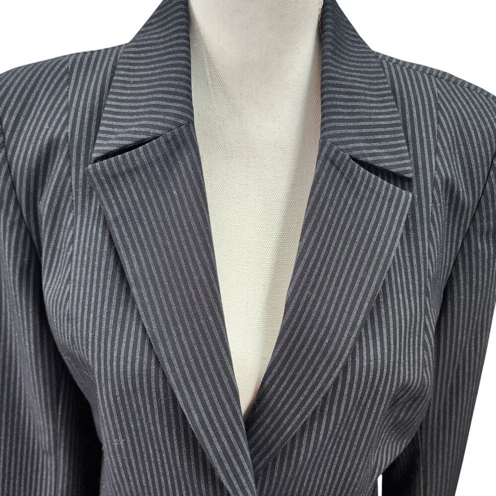 NWT Rafaella Blazer Women 10 Black Strip Lined Career Office Stretch Suit Jacket - Picture 4 of 11